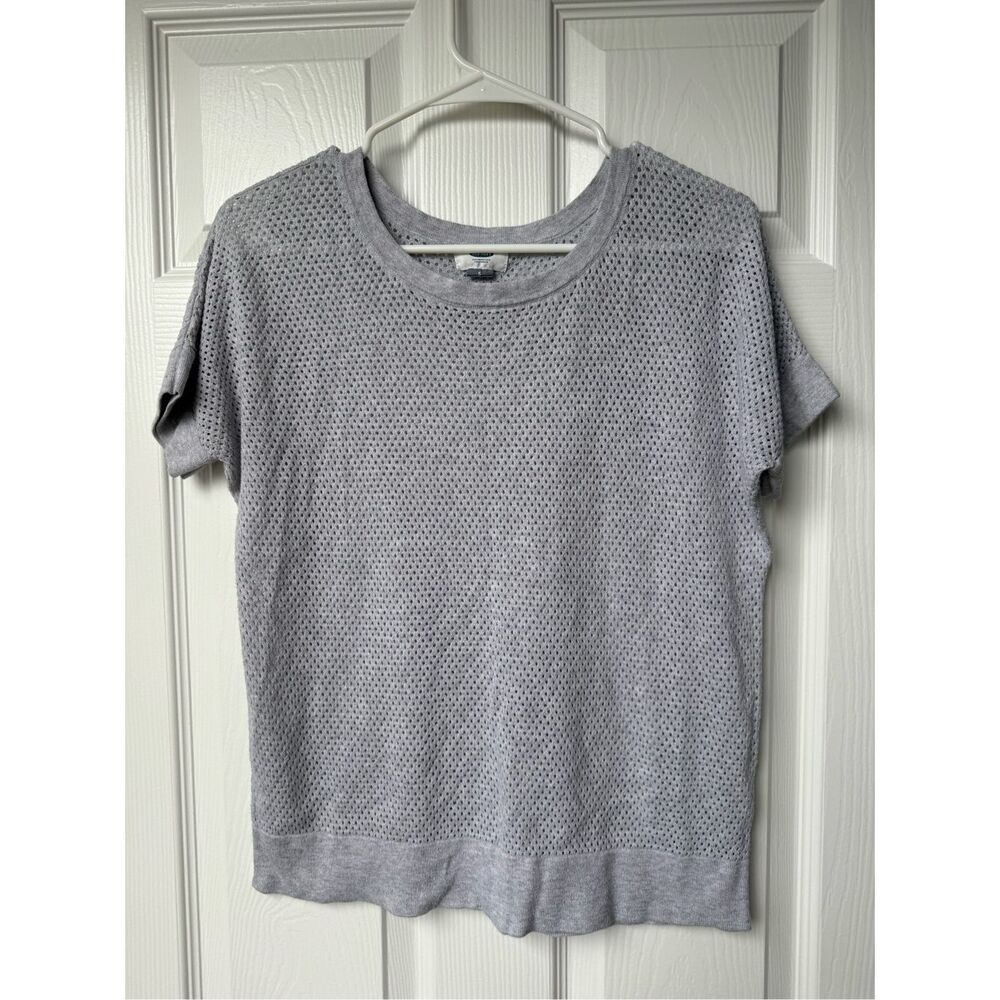 Old Navy Blouse Small Petite Women's Gray Short Sleeve Beach Coverup